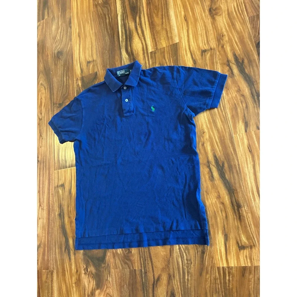Polo Ralph Lauren Mens Small Blue Short Sleeve Cotton Pique Polo Shirt Pony Logo